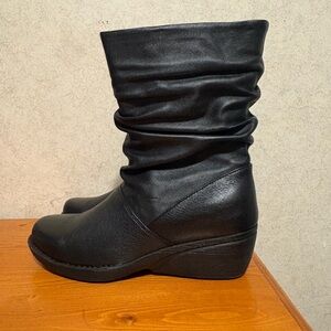 Dansko Devin Black Leather Slouchy Women's Boots Size 7 US 37 EU